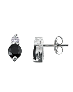 G.2214N Coppia orecchini Argento 925 doppio zircone - Nero