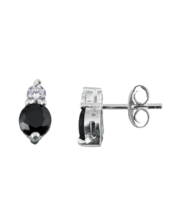 G.2214N Coppia orecchini Argento 925 doppio zircone - Nero