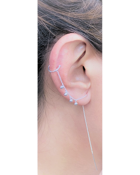 G.71394 Earcuff con saliscendi palline - Argento 925