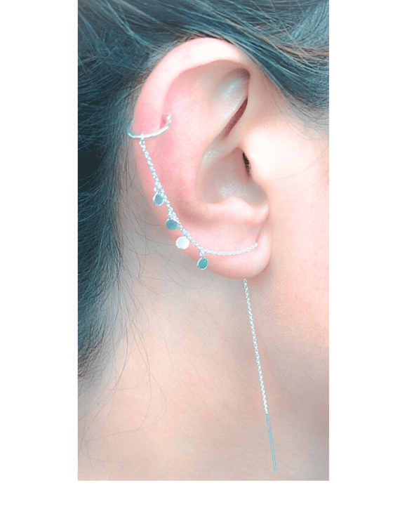 G.71395 Earcuff con saliscendi tondini - Argento 925