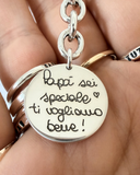 G.PC91 Portachiavi Argento 925 Incisione calligrafica (puoi incidere con la tua scrittura!)