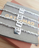 G.29901 Bracciale Piastrellina e Granelli Argento 925 - personalizzabile