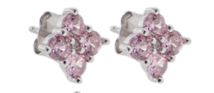 72287R - Orecchini argento 925 fiore zirconi rosa