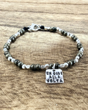 G.2105P - Bracciale Argento 925 e Pirite - pietra naturalmente dorata che simboleggia protezione e prosperità - Medaglietta incisa personalizzabile