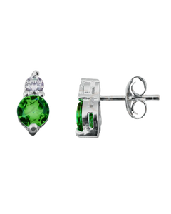 G.2214V Coppia orecchini Argento 925 doppio zircone - Verde
