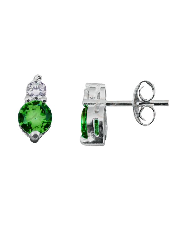 G.2214V Coppia orecchini Argento 925 doppio zircone - Verde