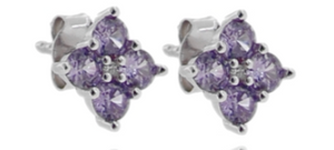 72287V - Orecchini argento 925 fiore zirconi viola