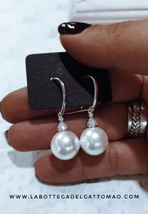 G.8753 Orecchini argento 925 zirconi e perle