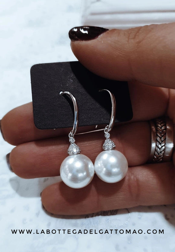 G.8753 Orecchini argento 925 zirconi e perle