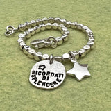 G.2049 Bracciale Argento 925 cubetti piccoli, medaglietta martellata e stellina