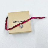 G.m002 Bracciale Argento 925 pietre naturali e incisione - Agata magenta