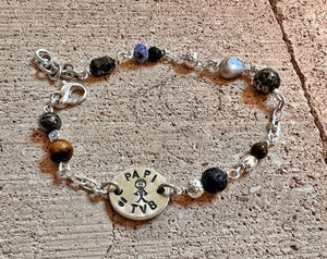 G.13297 Bracciale Uomo •PEZZO UNICO• Argento 925 e pietre naturali