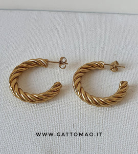 G.8448 Orecchini anelle dorate "torchon" - Acciaio Inox