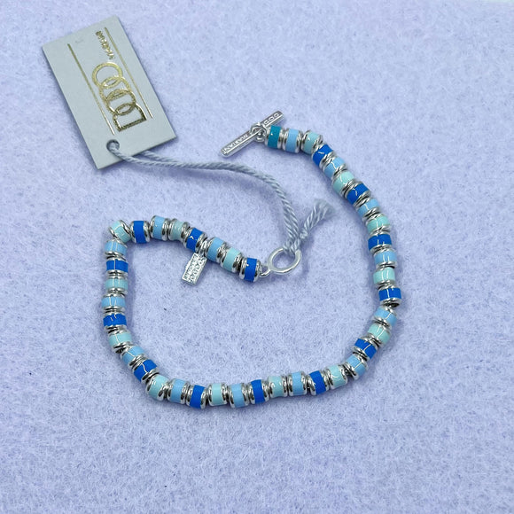 DODO MARIANI - Bracciale conchiglie piccole smalto toni blu - Argento 925