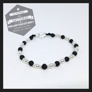 G.8321 Bracciale Argento 925 e pietra lavica