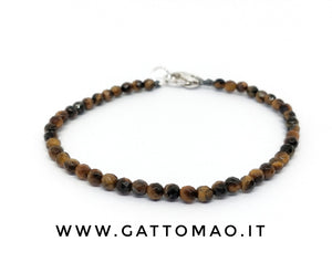 G.8318 Bracciale Argento 925 e occhio di tigre sfaccettato