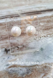 G.8444 Orecchini acciaio inox e ceramica "bianco perla"