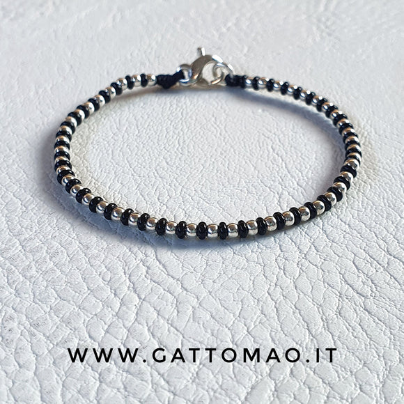 G.8329 Bracciale Argento 925 rondelline nere